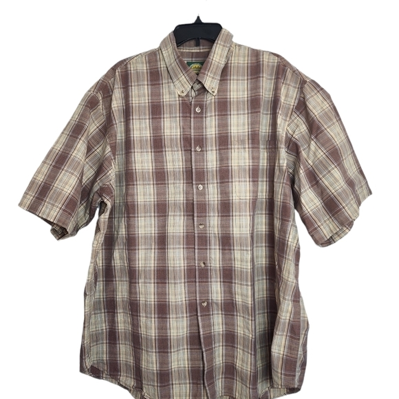 Cabela's Other - Cabela's Plaid Cream & Brown Men's  Short Sleeve Shirt  Size 2XL